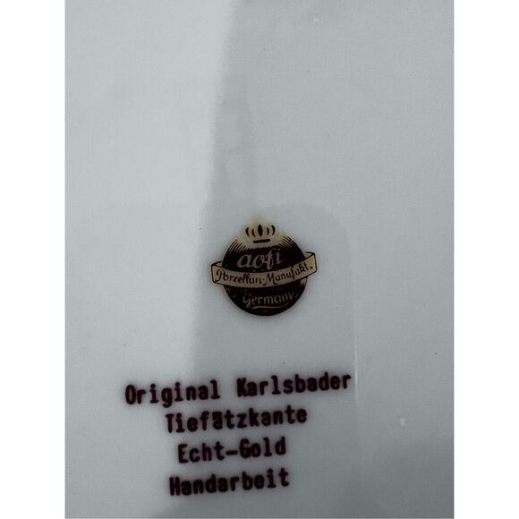 Rare AOFI Porzellan Manufakt Germany Hanging Plate Gold Fuchsia Karlsbader - Picture 8 of 9